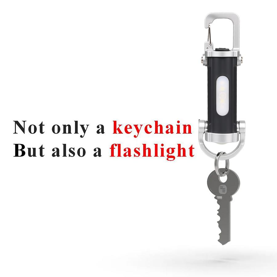 Rechargeable Keychain Flashlight,COB LED,Multi Light Modes,Type-C,Portable,Emergency, Camping,Side Light,High Brightness,Hook