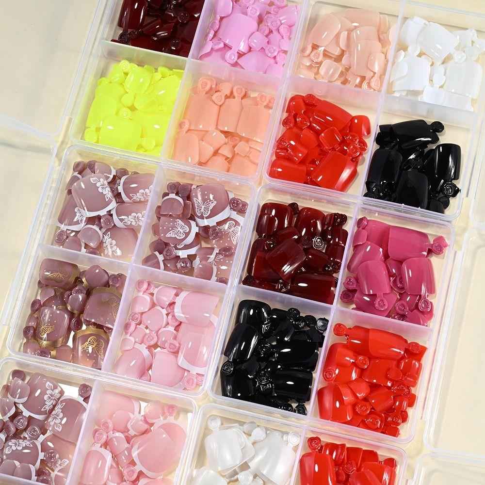 96/144/288 Pcs Artificial False Toenail Tips Full Cover Foot Nail Art Tips  Foot Extension