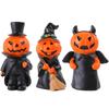 3PCS Pumpkin Man Statues Halloween Decoration Handmade Resin Pumpkin Tabletop Ornament for Mantels Tabletop Display