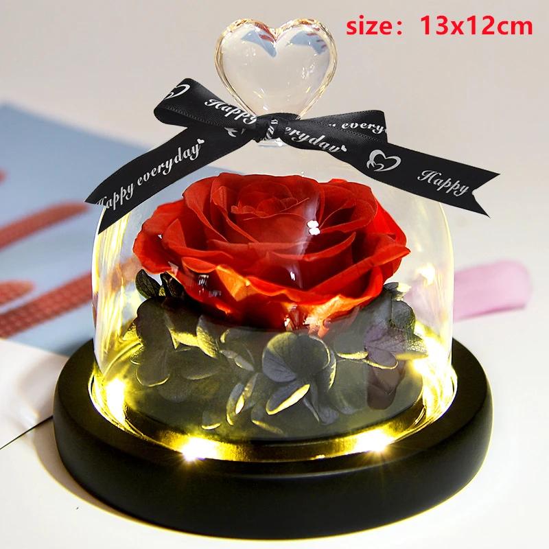 Valentines Day Gift for Girlfriend Eternal Rose LED Light Flower In Glass Cover Mothers Day Birthday Party Wedding Decoration