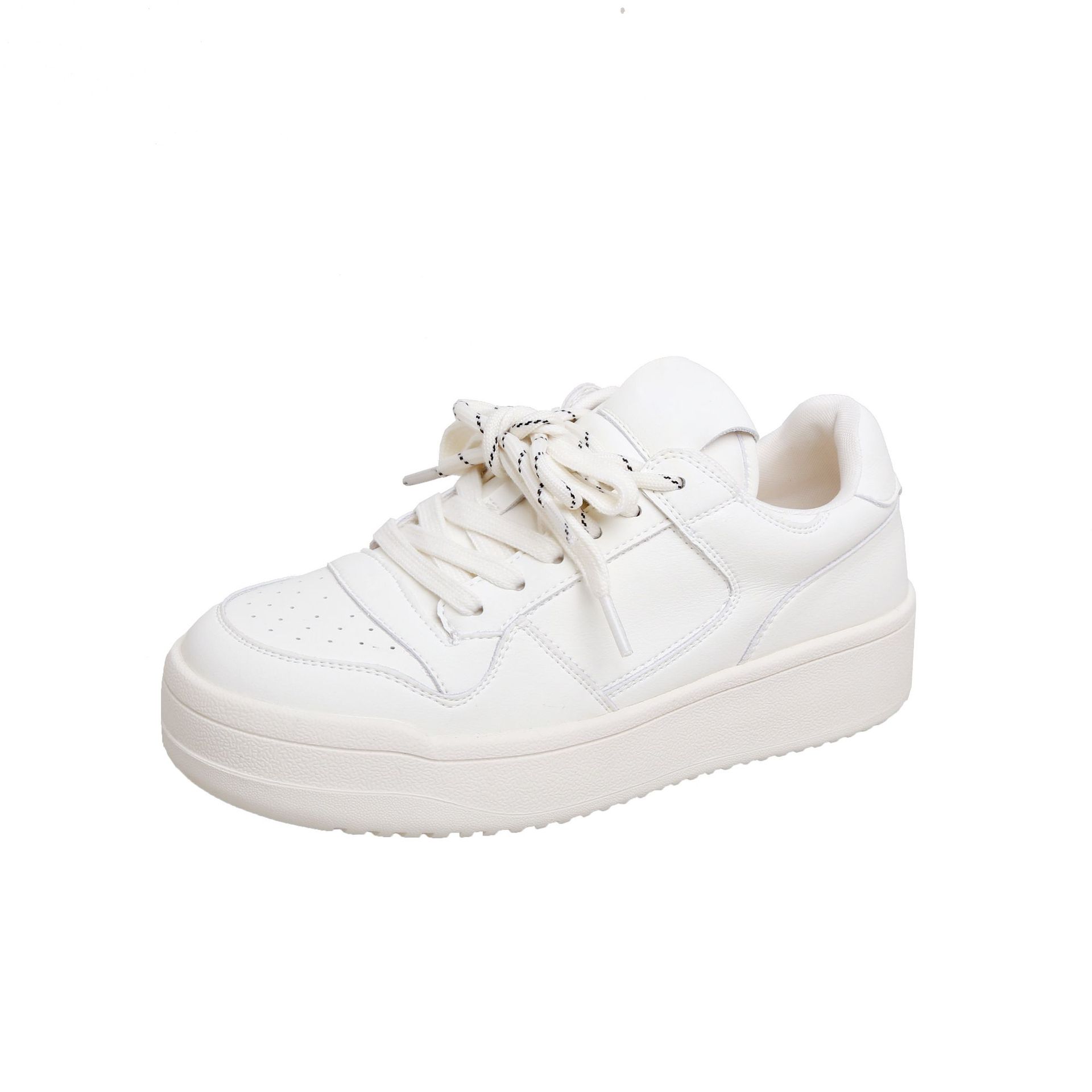 

Повседневная спортивная маленькая белая обувь женская весна новая кожаная дышащая на толстой подошве универсальная увеличивающая рост ретро нишевая обувь для скейтборда 35