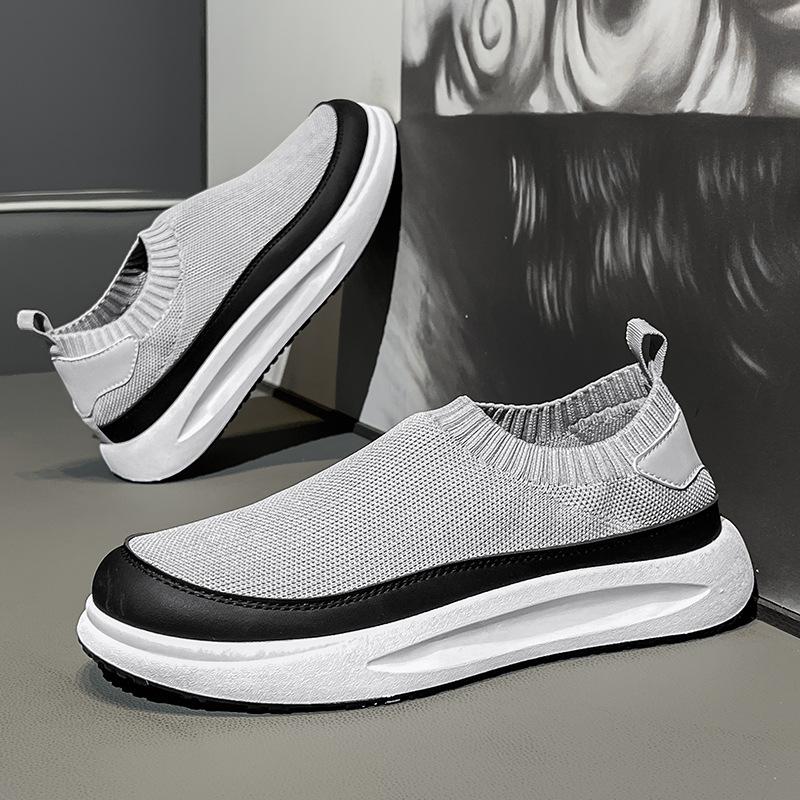 2025 New Men's Shoes Breathable Mesh Canvas Shoes Fashion Elastic Socks Running Shoes Comfortable Sneakers Men's Casual Loafers