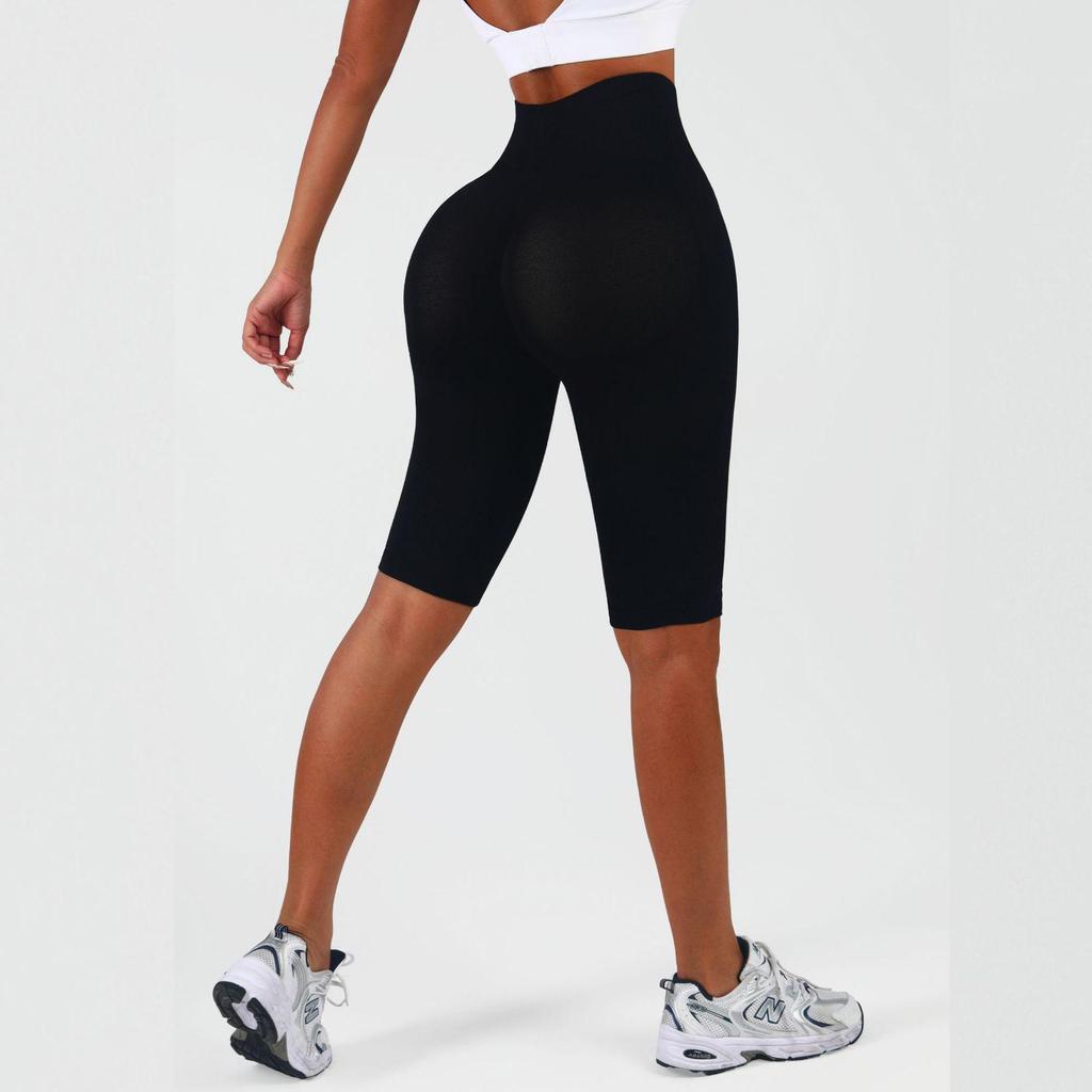 Smiley Face High Waist Butt-Lifting Yoga Capris – Breathable, Stretchy & Quick-Drying Women's Fitness Shorts