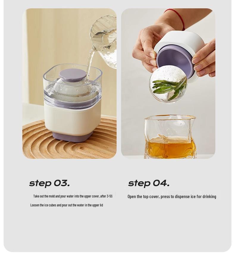 Duża silikonowa forma na kulki lodu do whisky - spożywcza, domowa okrągła taca na kostki lodu