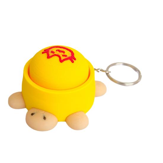 Keychain Pendant, Cartoon Turtle Design 3D Printed Food Keychain, Stress-Relief Buttons Finger-Clicking Keychain