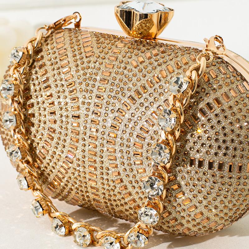 Clutch Bag Banquet Celebrity Diamond Gold Shiny Dinner Bag Small Handbag Fashion Temperament Rhinestone Chain Handbag