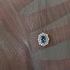 S925 Sterling Silver White Gold-Plated Sea Blue Zircon Diamond Necklace with Clavicle Chain