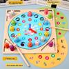 Kids' Educational 3-in-1 Wooden Magnetic Chess & Fishing Toy with Montessori Clock