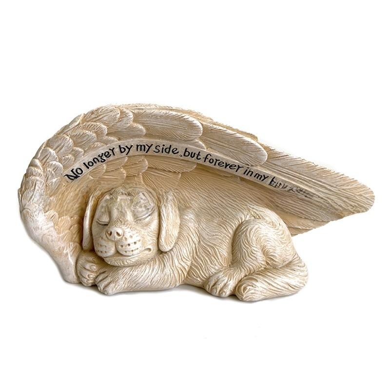 Creative Angel Dog Resin Sculpture With Illumination For Garden And Home Decor Gift