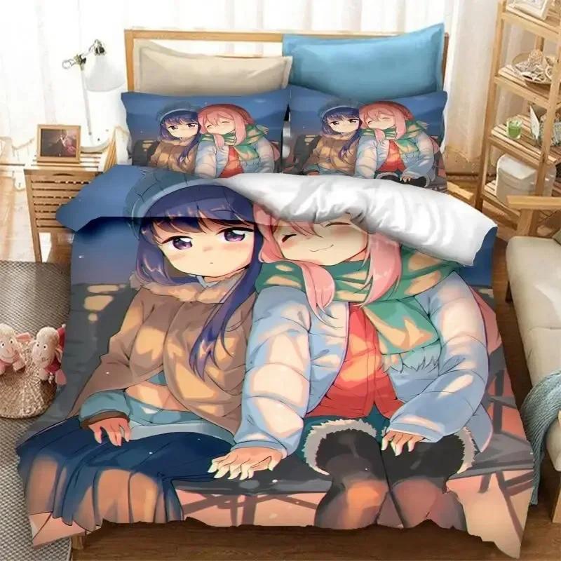 3D Print  Anime Yuru Camp Bedding Set Printed Duvet Cover Pillowcase Single Double Queen Super King Size Sets