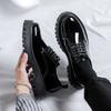 men casual business wedding formal dress shoes lace-up patent leather oxfords shoe black stylish platform sneakers mans footwear