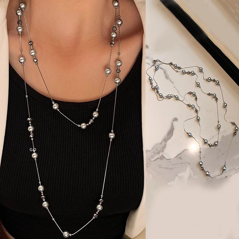 

Korean Imitation Pearl Double Layered Choker Pendant Tassel Necklace Women S Sexy Front Chest Body Jewelry