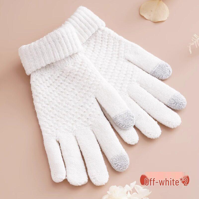 Plush Touchscreen Gloves: Warm, Thick Wool-Knit for Men & Women, Ideal for Autumn/Winter Cycling