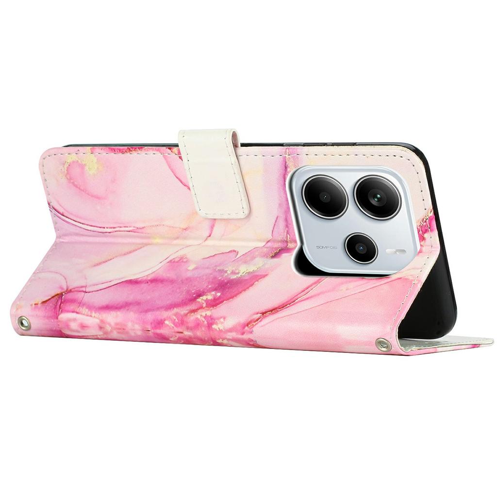 Stand Case for Xiaomi Redmi Note 14 4G (163.25mm) Marble Pattern PU Leather Wallet Phone Cover