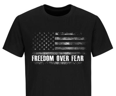 Freiheit über Angst T-Shirt, Konservatives USA-Flaggen-T-Shirt, Patriotische Shirts für Männer