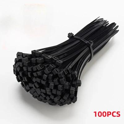 Samozaciskowa plastikowa opaska nylonowa 100 SZT czarna 5x300 opaska kablowa pierścień mocujący 4x200 opaska kablowa opaski zaciskowe pasek zestaw opasek nylonowych