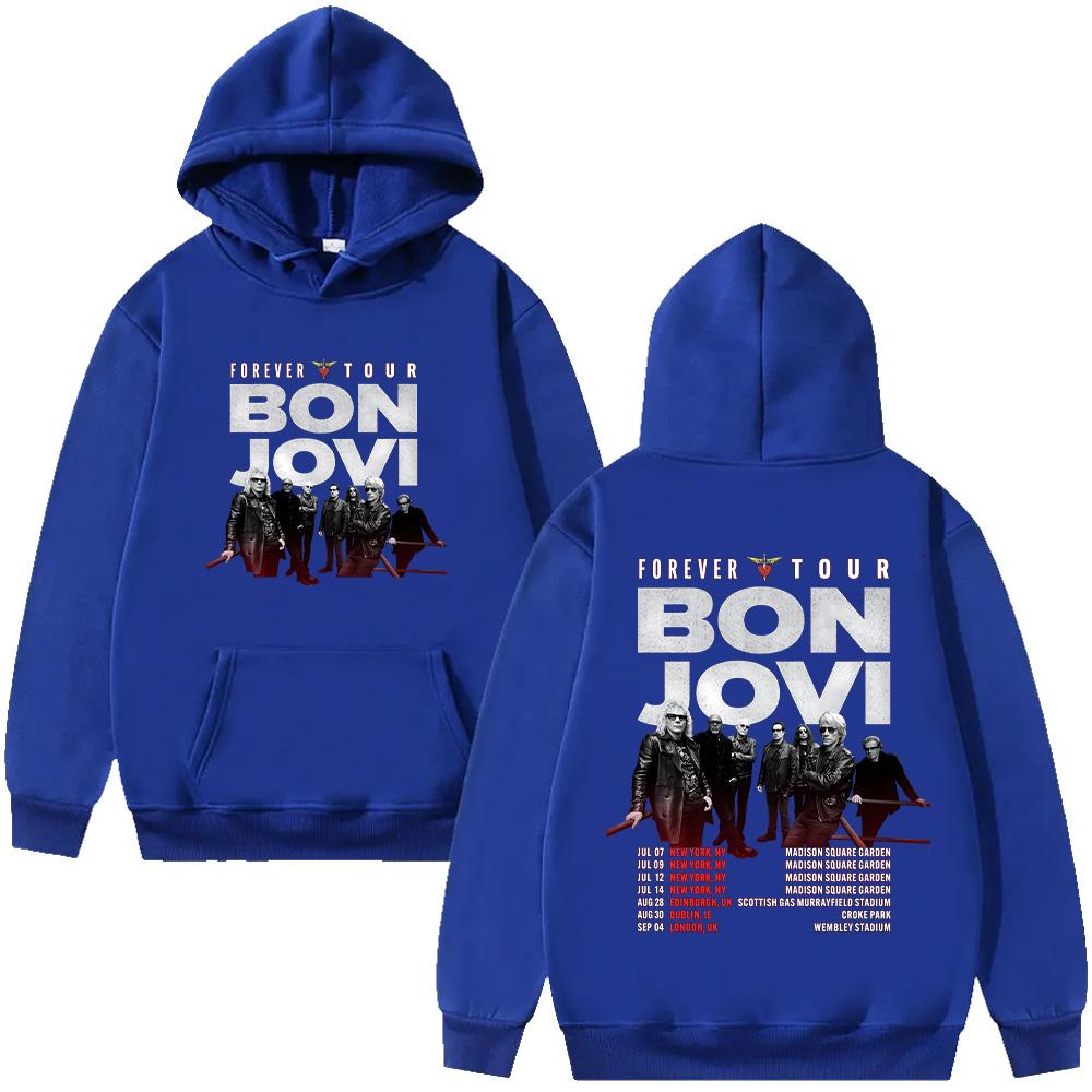 Felpe con cappuccio della band Bon Jovi Abbigliamento grafico Bon Jovi Forever Tour Unisex High Street Manica lunga Pullover Streetwear Felpa con cappuccio
