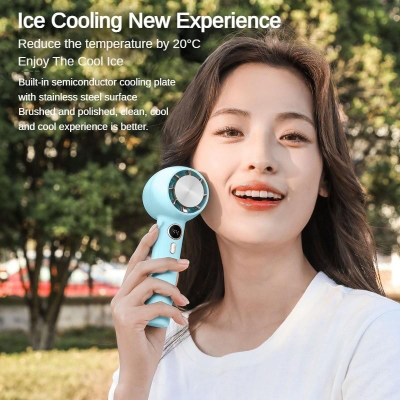 7,2W Intelligenter Digitalanzeige-Kühlventilator Outdoor Tragbar Kältekompresse Handheld USB-Ventilator Schlafzimmer Wohnzimmer Starker Wind Ladeventilator 55*82*170mm