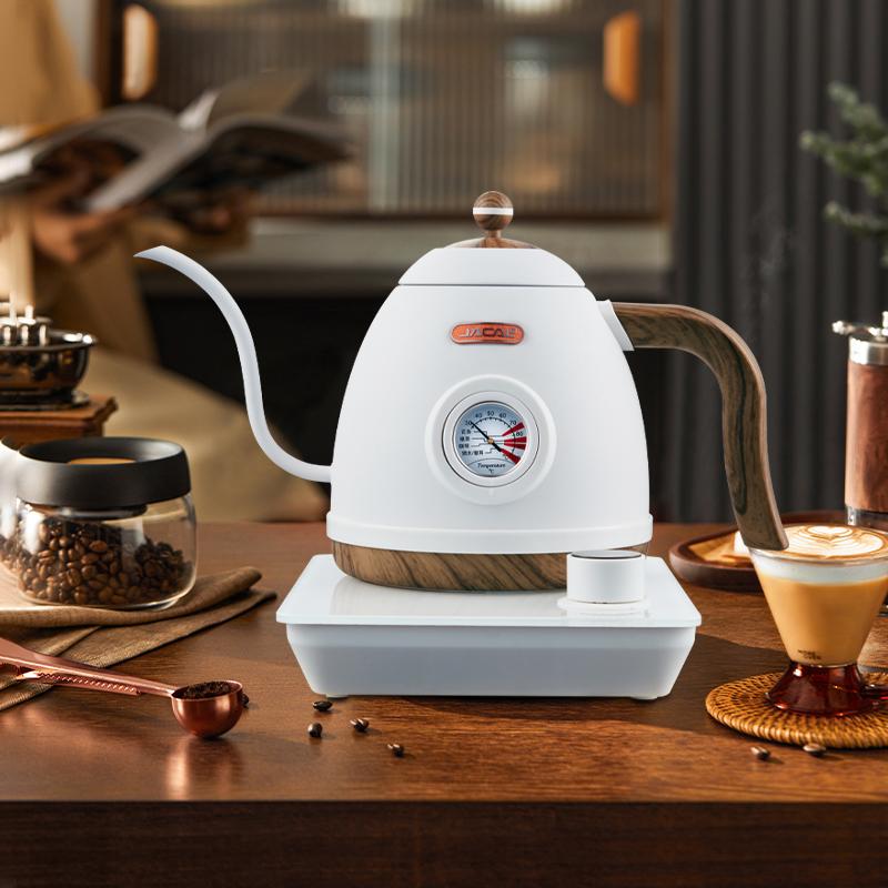 800ml Wasserkocher Schwanenhals Handgebrühte Kaffeekanne Temperaturregler Kessel Edelstahl Teekanne mit Thermometer 220V