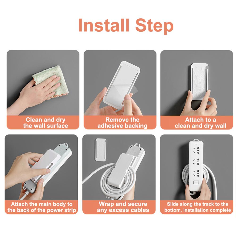 2in1 Socket Holder Organizer Wall-Mounted Punch Free Cable Organizer Self-Adhesive Seamless Power Strip Holder Gadget Home Decor
