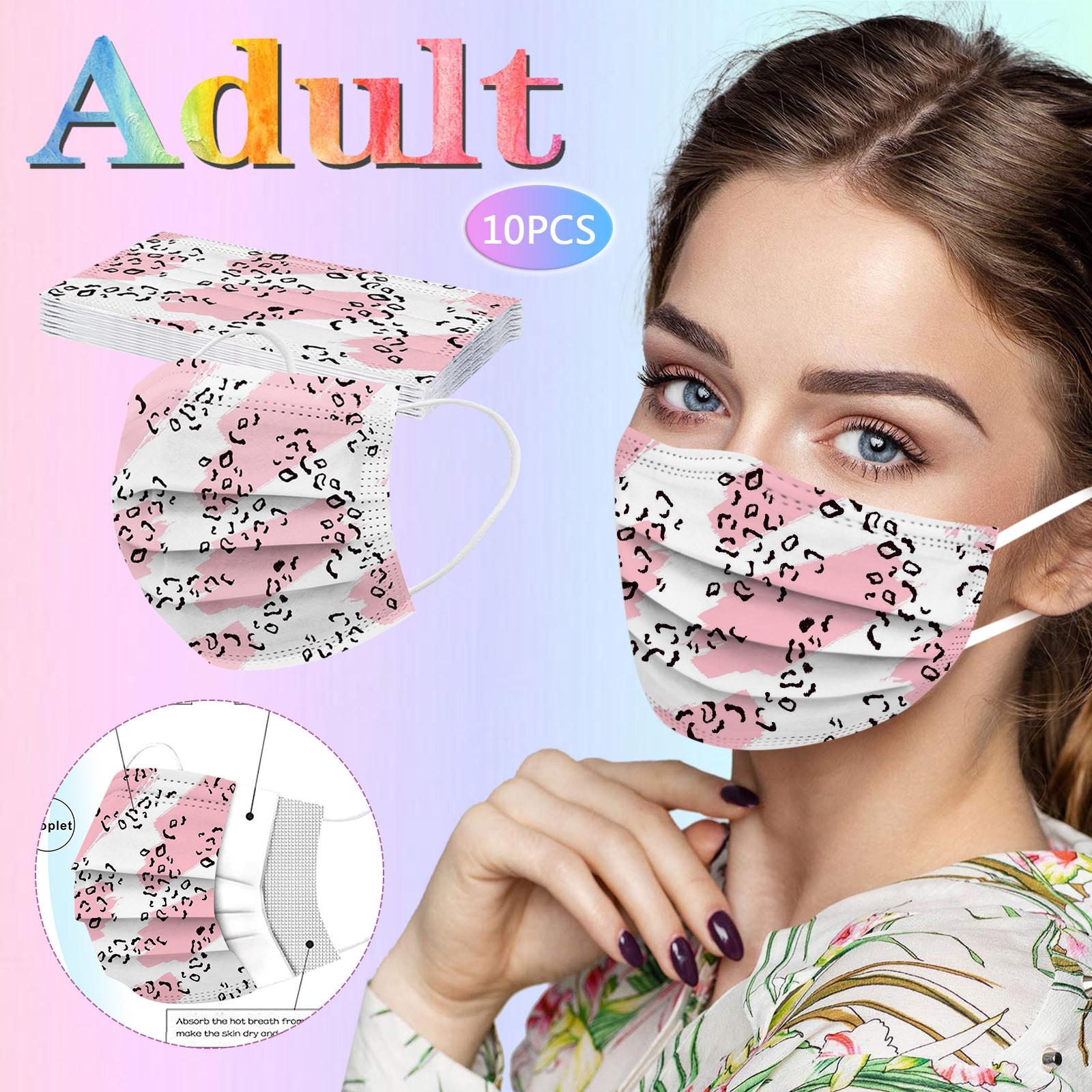 

10 шт. трехслойная одноразовая пыленепроницаемая защитная маска с леопардовым принтом для взрослых