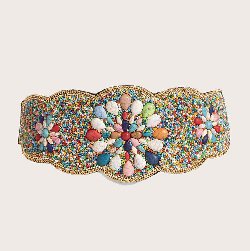 New Ladies Heavy Industries Bohemian Tropical Fireworks Pattern Elastic Waist Cover Ethnic Style Travel Photo Elastic Snap Buckle