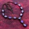 Charoite Gemstone Necklace Electroformed Copper Jewelry Adjustable Chain Necklace