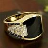 Luxury Modern Style Men's Black Crystal Zircon Ring Hiphop Men's Punk Masonic Freemason Totem Promise Ring Wedding Party Jewelry