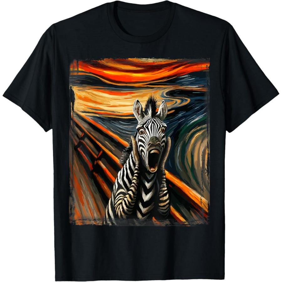 

Expressionist Scream Shirt for Zebra Lovers _ Artistic Zebra T-Shirt M чорний