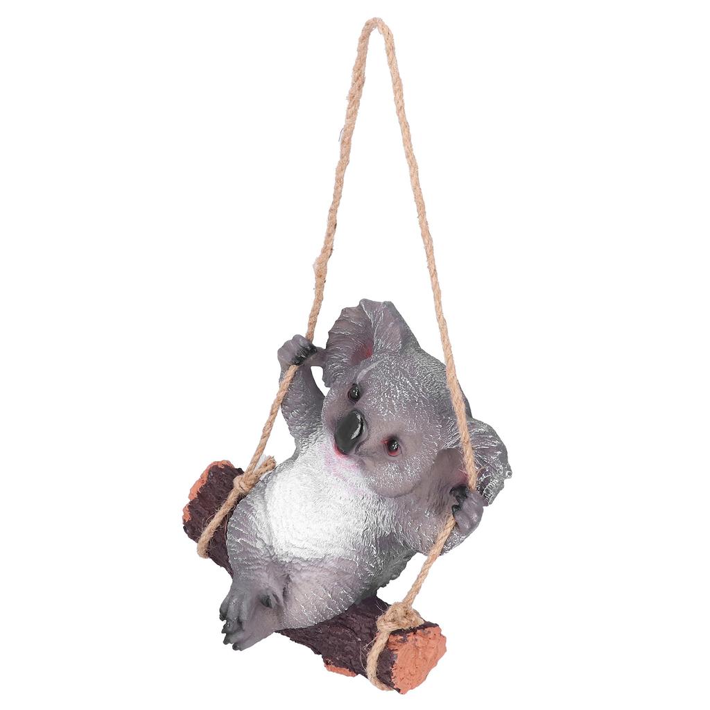Pryskyřičná houpající se koala zvířecí model figurka socha závěsná ozdoba venkovní dekorace na dvůr