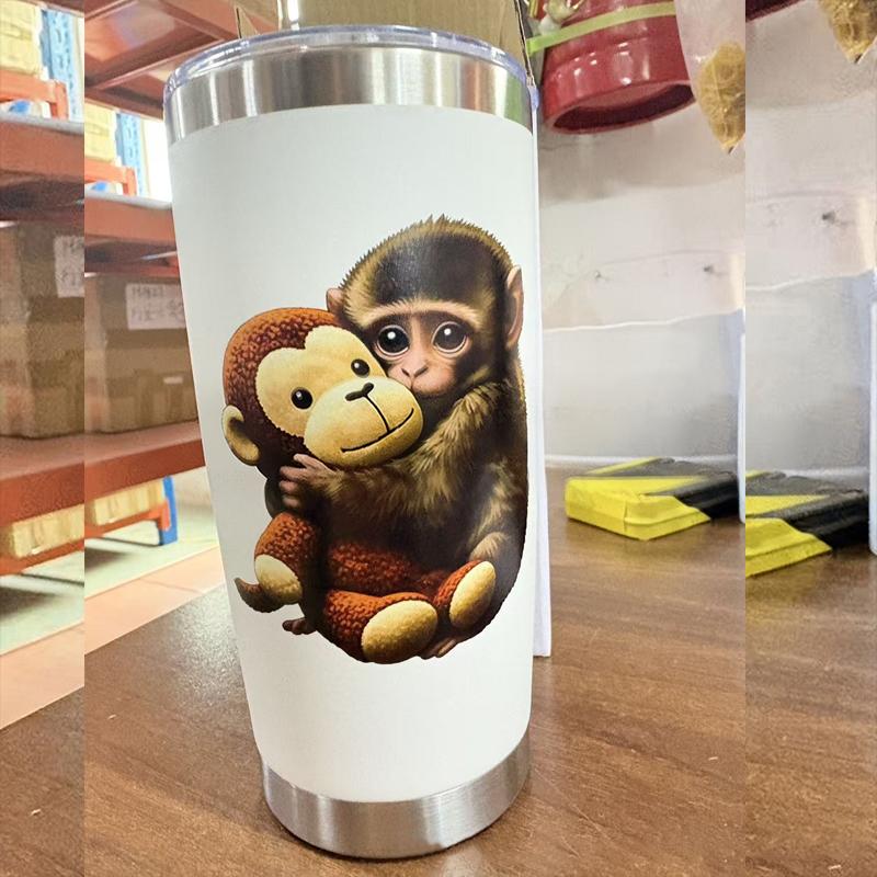 

Cute And Stylish Monkey Boxing Plush Toy Stainless Steel Thermos Cup one size білий