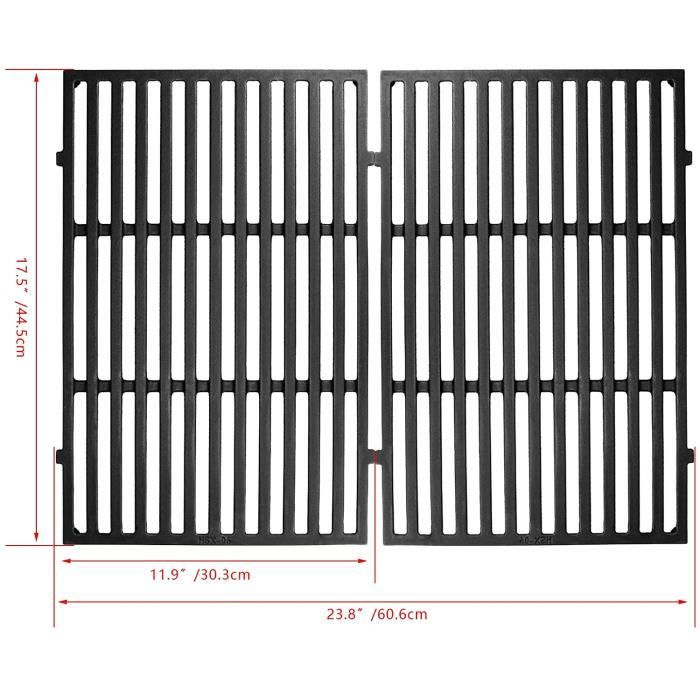 GFTIME 7638 Grătare de gătit 44,5 x 30 cm pentru Weber Spirit 300 E310 E320 S310 S320, Spirit 700, Weber 900 - Fontă - Set de 2