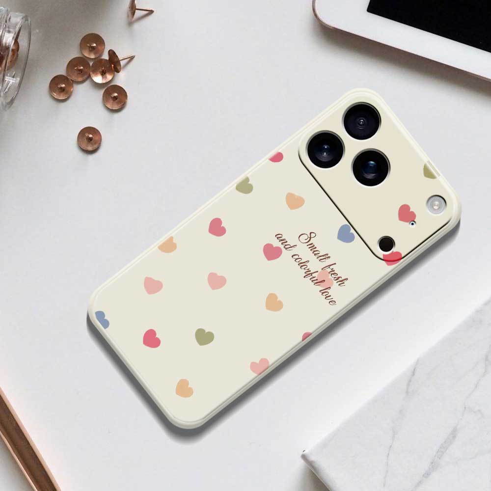 For iPhone 17 Pro Max Case Colorful Love Pattern Printing Straight Edge TPU Phone Back Cover