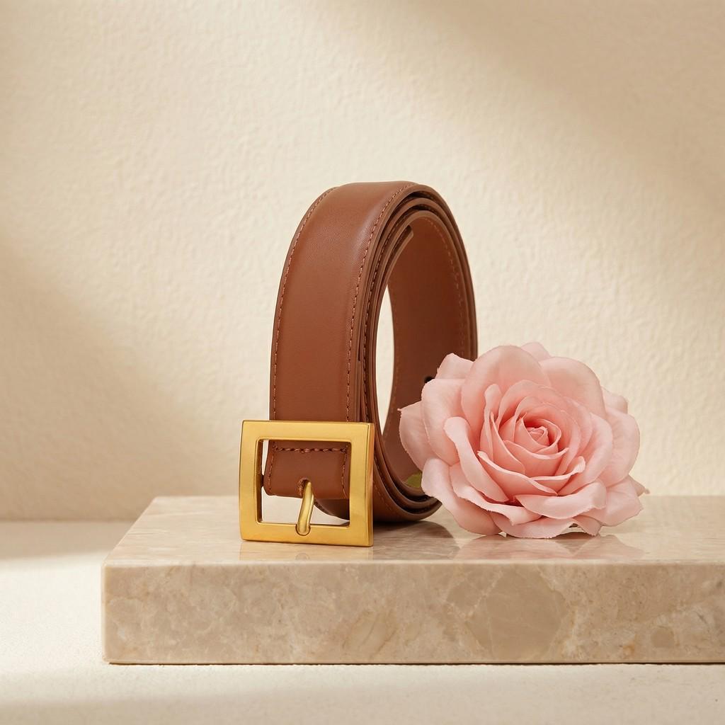 Best-Selling Women s Genuine Leather Belt: Stylish & Versatile Thin Black Belt for Skirts & Jeans. 105 cm