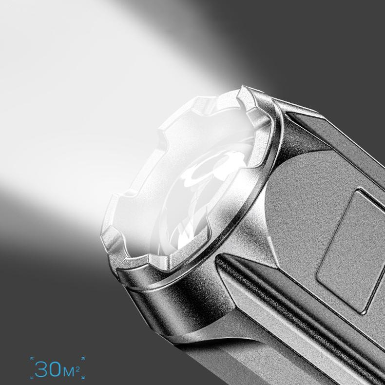 Lanternă cu LED de focalizare cu lumină puternică ABS super strălucitoare Lanternă portabilă în aer liber, acasă, baterie încorporată, lanternă multifuncțională reîncărcabilă