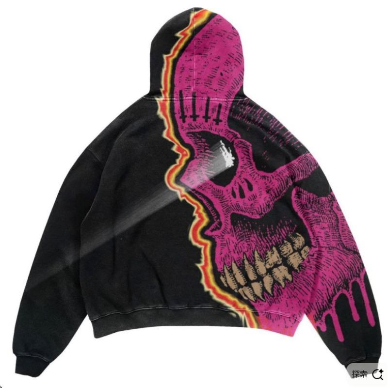 Autumn and Winter Men and Women's Skull Horror Element Pattern 3D Printed Hoodie Black Casual Pullover Suitable for Daily Wear