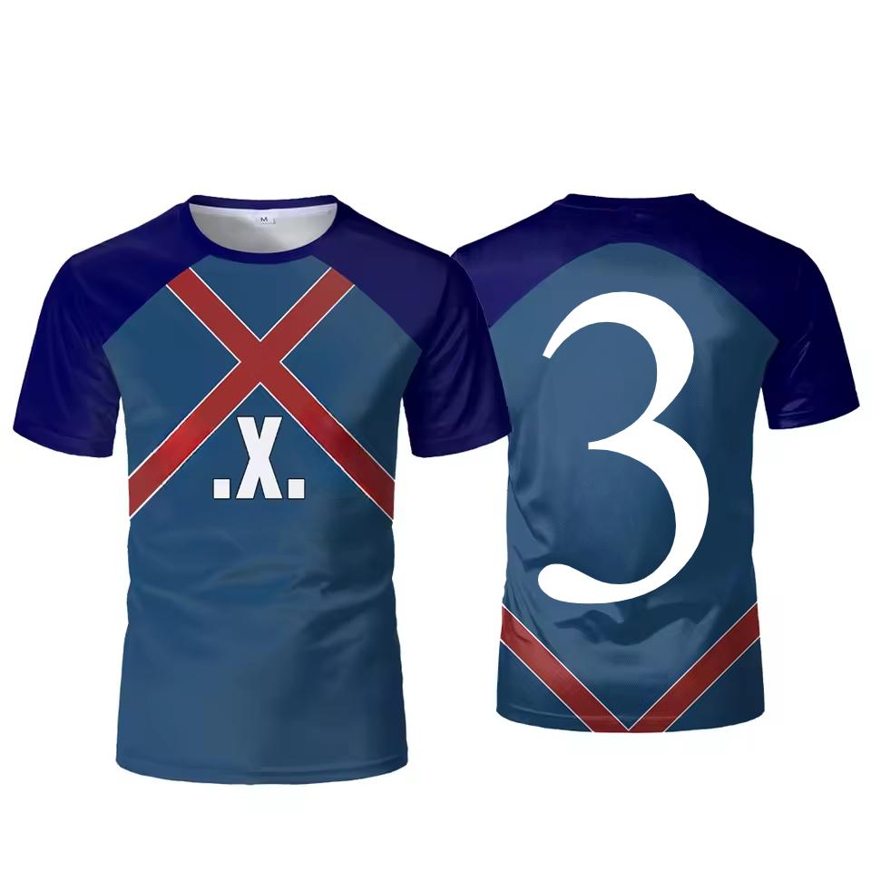 Men's Casual Sports Loose Plus Size Simple Digital Football T-shirt with Printed Round Neck Short Sleeved 3D T-shirt Top