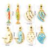 2 Pcs Brass Ocean Jewelry Charm Pendant 18K Gold Plated Enamel Pearlized Conch Whale Fish For DIY Necklace Bracelet Making