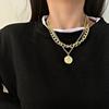 European and American Ins Retro Portrait Exaggerated Thick Chain Necklace Double Chain Hip Hop Necklace Short