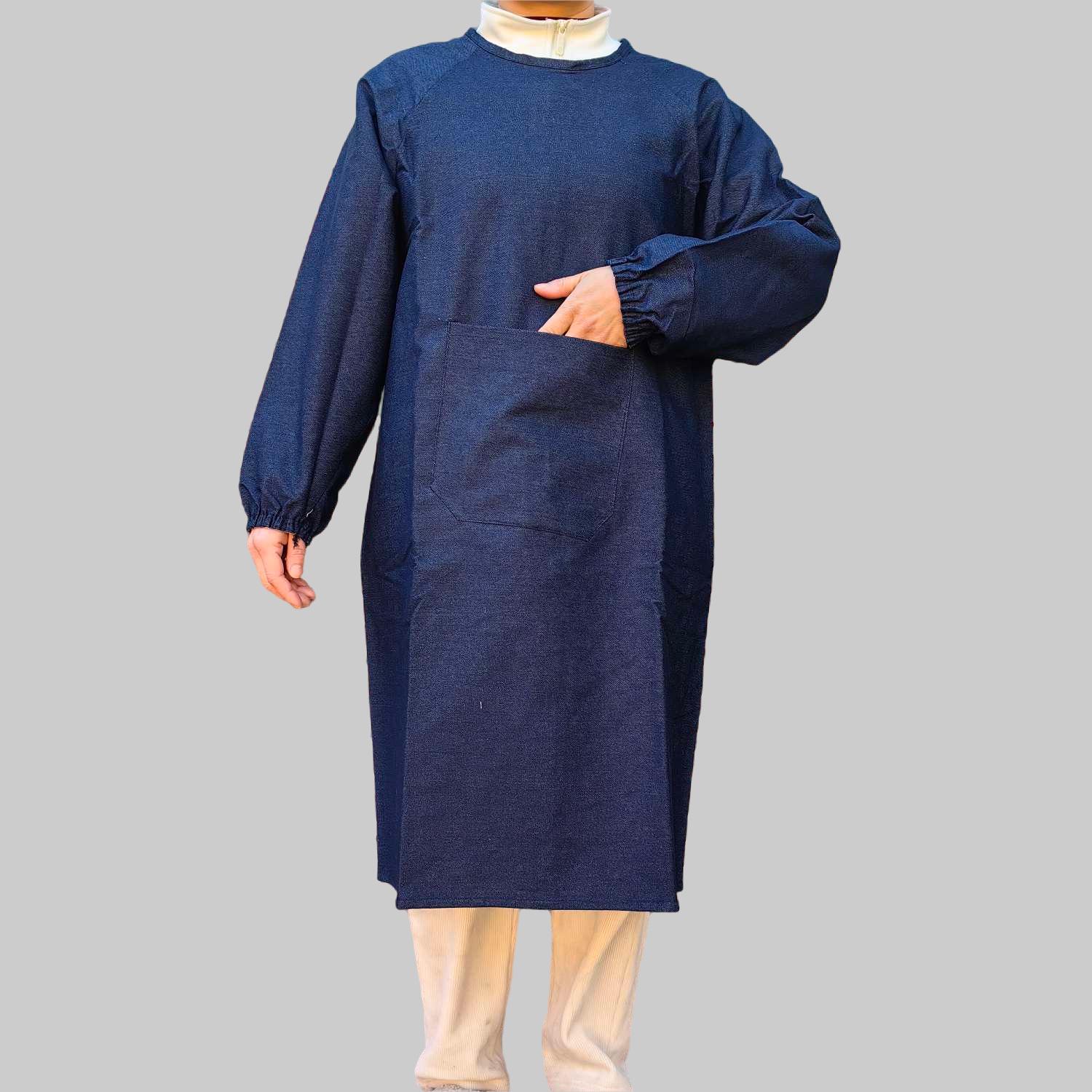 Durable Denim Long Sleeve Coveralls: Anti-Stain, Wear-Resistant Work Apron for Welding and Labor Protection.