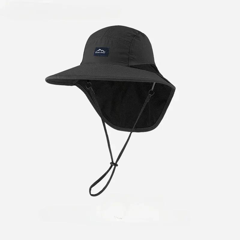 Caps Summer Wide Brim Neck Protection Unisex Bucket Hats Outdoor Visor Quick-drying Panama Sunscreen Tied Fishing Hiking Hat