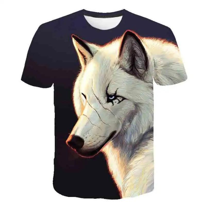 Maglietta Bambini Ragazzi Stampa 3D Animale Lupo Manica Corta Top Estivi Casual dai 2 agli 8 Anni Vestiti per Bambini T-Shirt Bambina