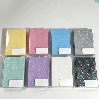 50 sztuk/partia 61*91mm Heart Love Laser Flashing Card Sleeves Protector For Photo Card Holder Holographic Folia Ochronna Folie