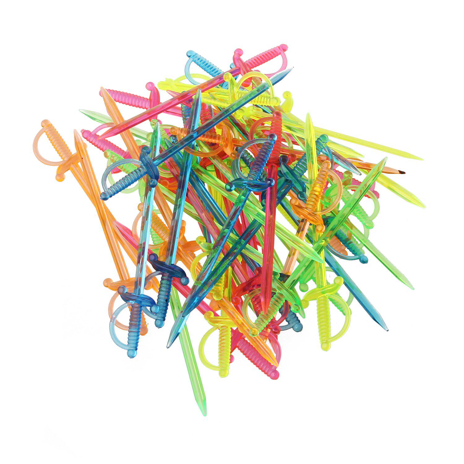 

50 шт. разноцветный пиратский меч, коктейль-буфет, украшение для торта на день рождения, фруктовые палочки, напиток, гавайский 50pcs a bag