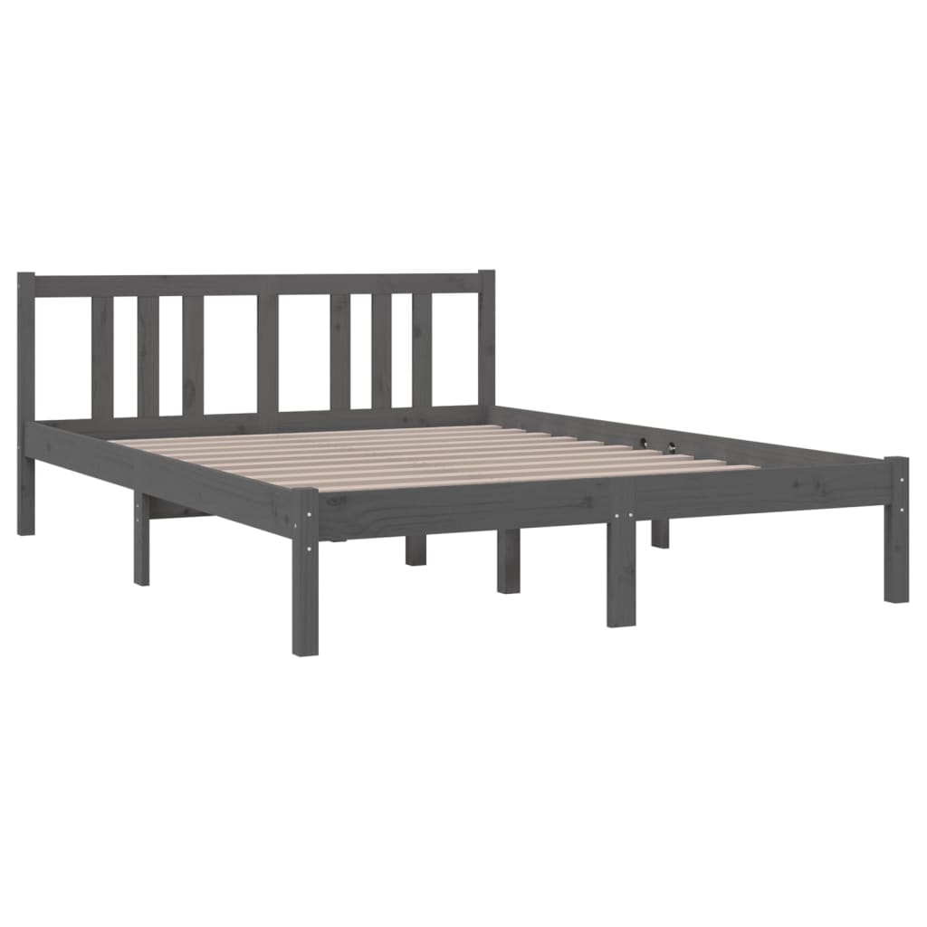 Solid Wood Bed Gray 135 x 190 cm