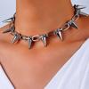 Party Club Short Neck Chain  Accessory Trendy Spike Choker Necklace Punk Style Sharp Rivet Collar Necklace for Women Men