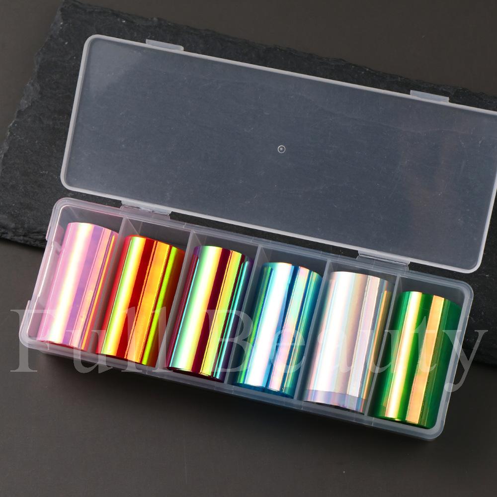 New 6-color boxed nail art cellophane aurora candy paper nail decoration