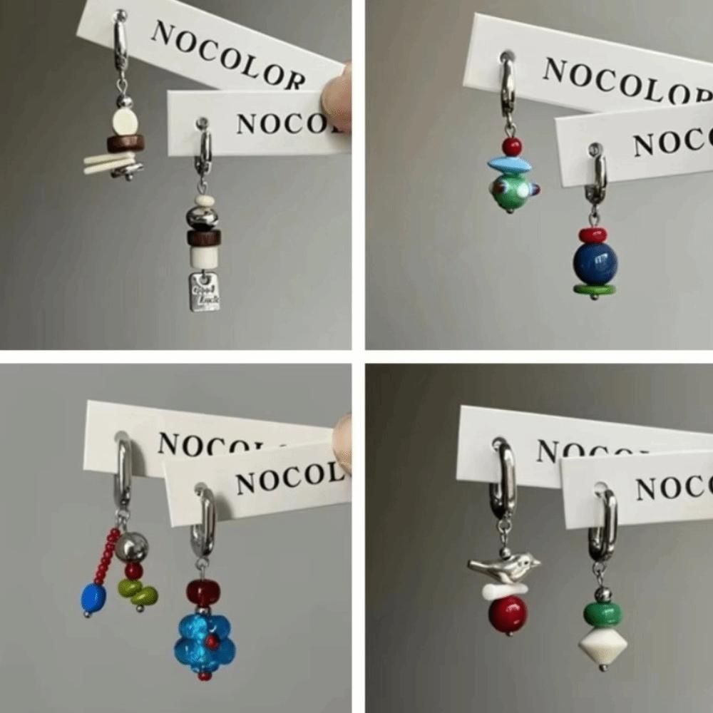 Vielseitige Perlenohrringe Niedliche Geometrische Metallohrringe INS Stil Einzigartige Asymmetrische Ohrringe Damen