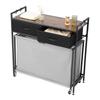 3 Section Laundry Sorter Rolling Laundry Hamper with Drawers Hooks Wheels