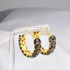 2026 European Gothic Black Zircon Hoop Earrings - Vintage Gold Plated Marquee Crystal Ear Buckles for Women Light Luxury Jewelry
